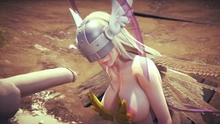 Angewomon Deepthroat Blowjob | Digimon Hentai Parody