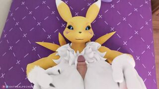 Sexy busty Renamon doing titjob POV