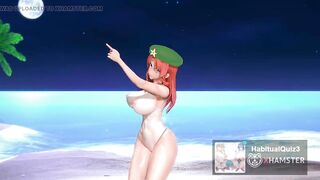 mmd r18 Love & Joy in a tanned bikini Merin night beach lewd 3d hentai