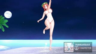 mmd r18 Love & Joy in a tanned bikini Merin night beach lewd 3d hentai