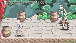 Blonde princess has sex with men in Iris in wonderland hentai gameplay