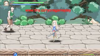 Blonde princess has sex with men in Iris in wonderland hentai gameplay