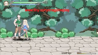 Blonde princess has sex with men in Iris in wonderland hentai gameplay