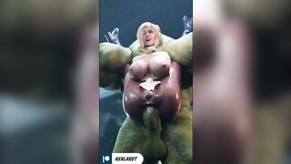 Powergirl and Hulk Hard Fuck with Huge Dick Until Cum