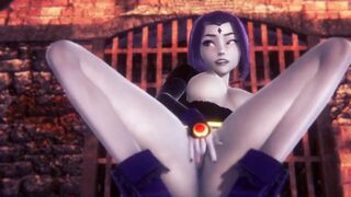 Raven is rubbing and fingering her pussy : Teen Titans Porn