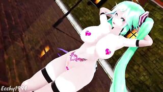 Hentai Thicc Miku Nude Dance Bass Knight Mmd - Emerald Hair Color Edit Smixix