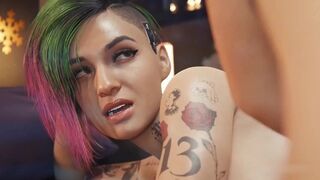 cyberpunk 2077 - v helps judy cum