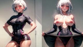 [4K] AI Hentai Arts #9 — Beautiful Fitness Girl, White Hair, Solo