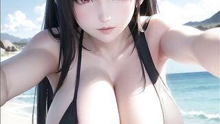 tifa showing you her big tits on the beach