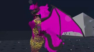 Your Sexy Hell Hound is waiting to dance for you. VRChat dancing world.