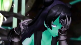 Kancolle Light Cruiser Demon Hentai Nude Dance Monster Girl MMD 3D Dark Green Body Color Edit Smixix