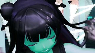 Kancolle Light Cruiser Demon Hentai Nude Dance Monster Girl MMD 3D Dark Green Body Color Edit Smixix