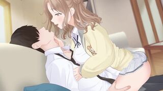 Hot anime bitch rides you while making out