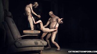 Foxy 3D Zombie Babe Getting Double Teamed