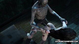 Foxy 3D Zombie Babe Getting Double Teamed