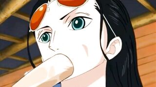 Nico Robin blowjob, ride and cumshot with Sanji (One Piece)