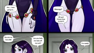 Adults teen titans Raven ask beast boy a hot massge that end up in a hard fuck