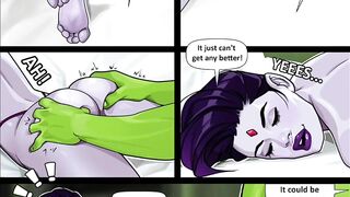 Adults teen titans Raven ask beast boy a hot massge that end up in a hard fuck