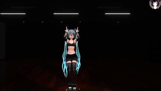 Hatsune Miku Dancing In Sexy Black Tight Clothes (3D HENTAI)