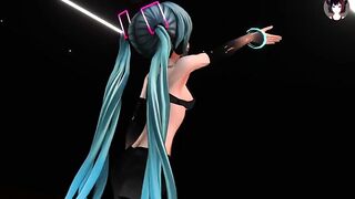 Hatsune Miku Dancing In Sexy Black Tight Clothes (3D HENTAI)