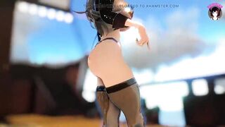 Huge Ass Cat Girl Dancing In Sexy Black Stockings (3D HENTAI)