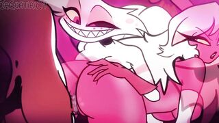 angel x oc x verosika FFM orgy bitch mommy hazbin hotel helluva boss femboy trap