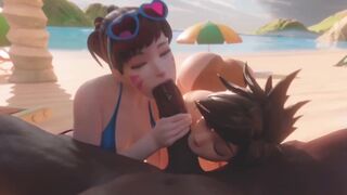 Overwatch Tracer Shares BBC with Dva At The Beach