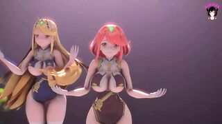 Laysha x Mythra - Sexy Thick Girls Dancing (3D HENTAI)