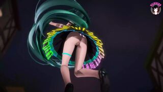 Cute Miku Dancing In Black Dress + Gradual Undressing (3D HENTAI)