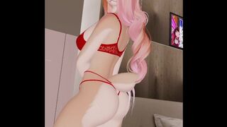 Sensual furry hip rolls in lingerie (Vtuber)