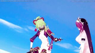 Genshin Impact: [MMD] Rockabye (Rosaria, Kuki Shinobu).