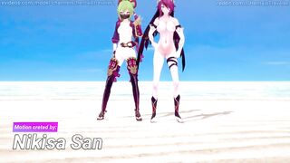 Genshin Impact: [MMD] Rockabye (Rosaria, Kuki Shinobu).