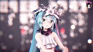 Cute Miku In Sexy Costume Dancing + Gradual Undressing (3D HENTAI)