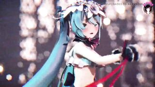 Cute Miku In Sexy Costume Dancing + Gradual Undressing (3D HENTAI)