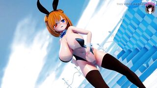 Cute Teen With Huge Tits Dancing In Bunny Suit With Black Stockings (3D HENTAI)