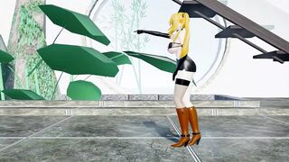 Mirai Akari Sex and Dance Hentai Vtuber Blonde Girl Big Boobs Mmd 3D Orange Boots Color Edit Smixix