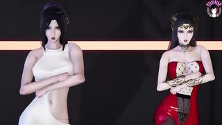 2 Sexy Asian Girls Dancing + Gradual Undressing (3D HENTAI)