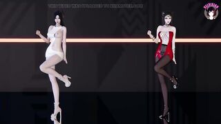 2 Sexy Asian Girls Dancing + Gradual Undressing (3D HENTAI)