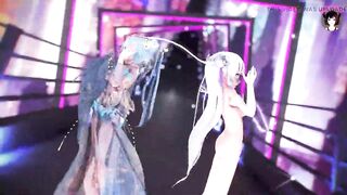 Emilia x Miku - Sexy Dance (3D HENTAI)