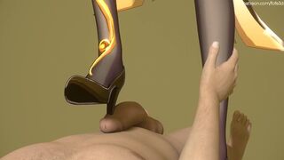 3D Footjob Shoejob Animation Genshin