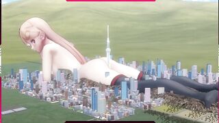 Giant Japanese Woman Masturbates With Building