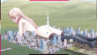 Giant Japanese Woman Masturbates With Building