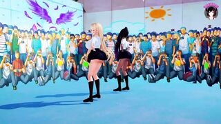 2 Huge Tits Schoolgirls Dancing + Gradual Undressing (3D HENTAI)