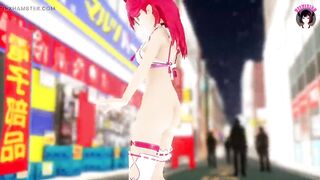 Megu Megu - Sexy Dance + Public Gradual Undressing (3D HENTAI)