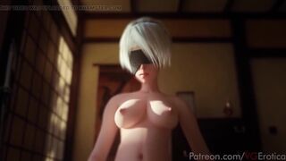 Nier Automata ( 2b ) riding a cock