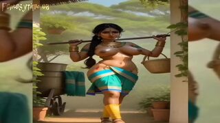 Indian village sexy girl's Ai stable transformation