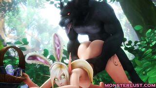 Slutty Elf Gets Pounded From Behind By A Werewolf - 3D Hentai