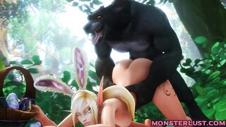 Slutty Elf Gets Pounded From Behind By A Werewolf - 3D Hentai