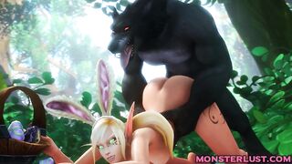 Slutty Elf Gets Pounded From Behind By A Werewolf - 3D Hentai