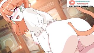 SWEET NEKO GIRL GETS PLEASURE WHEN SHE GETS CUMMED INSIDE | HOT HENTAI CATGIRLS ANIMATION 60FPS